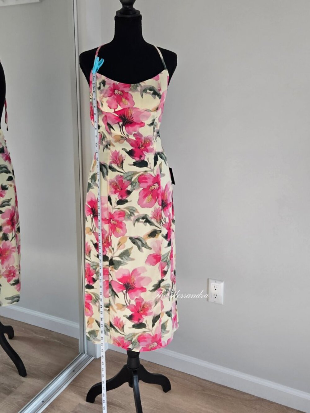 Lulus Harleigh Light Yellow Floral Halter Midi Dress Small Chiffon New With Tags - Picture 3 of 17